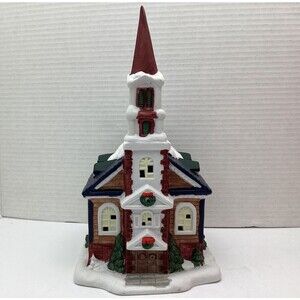 Porcelain Christmas Village Lighted Church Victorian Caldor Stores Hand Painted